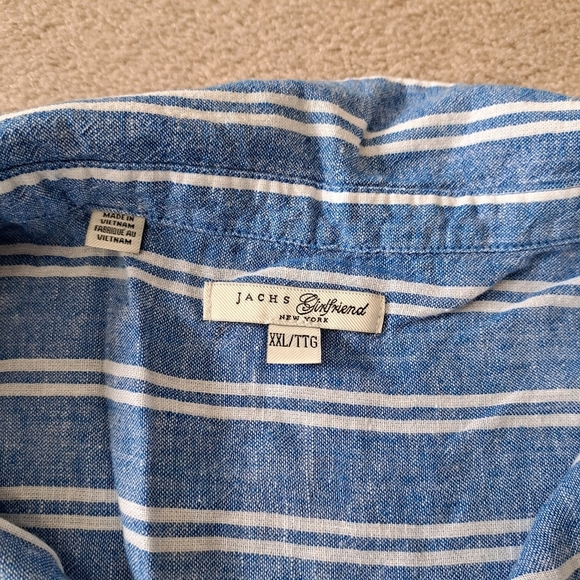 ❤️ NWT Jachs Girlfriend Short Sleeved Linen Blend Blouse XXL Striped Lightwe… - Picture 12 of 14
